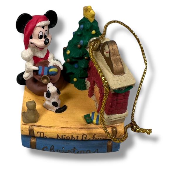 Vintage Disney The Night Before Christmas Mickey Mouse Ornament Fireplace 90s - Picture 1 of 8